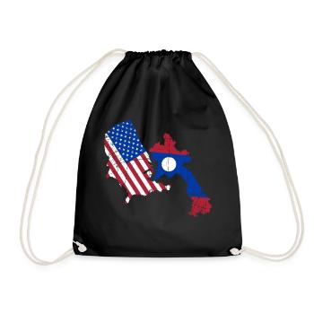 Drapeau semi-américain américain du Laos - Sac de sport léger - noir - Devant