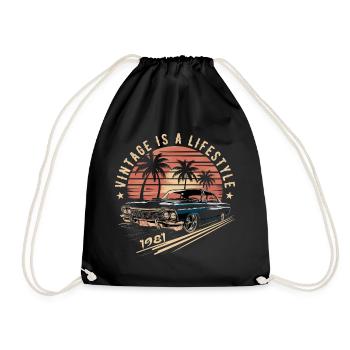 Vintage 1981 Retro Classic Car Legendary Since 1981 - Drawstring Bag - black - Front