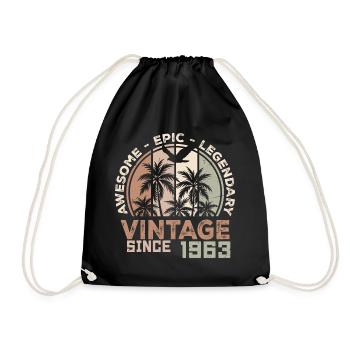 Born 1963 Birthday Gift 1963 Vintage 1963 - Drawstring Bag - black - Front