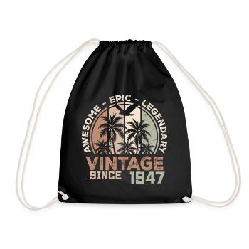 Geboren 1947 Geburtstagsgeschenk 1947 Vintage 1947 - Turnbeutel - Schwarz - Vorne