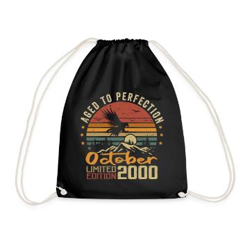 Vintage October 2000 - October 2000 Retro Gift - Drawstring Bag - black - Front
