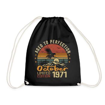 Vintage Octobre 1971 - Cadeau Rétro Octobre 1971 - Sac de sport léger - noir - Devant