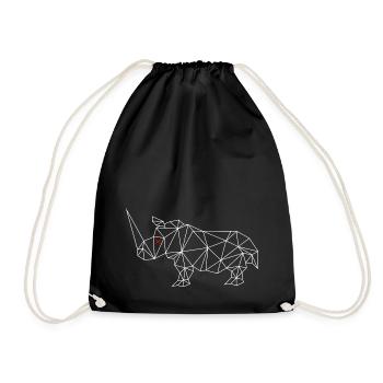 Nashorn weiß minimal modern SVENPAINT - Turnbeutel - Schwarz - Vorne