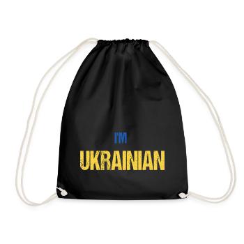 I'M UKRAINIAN - in color of flag - Turnbeutel - Schwarz - Vorne