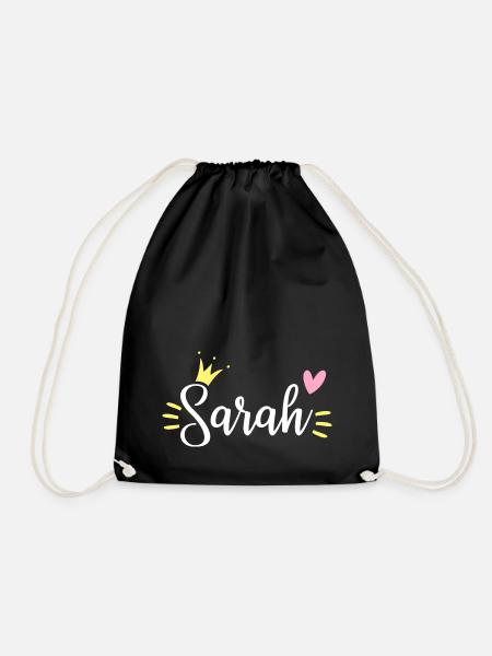 Sarah Name Krone - Turnbeutel - Schwarz