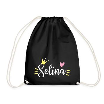 Selina Name Krone - Turnbeutel - Schwarz - Vorne