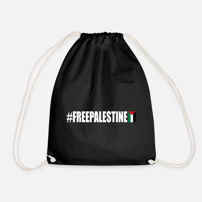 Free palestine - Drawstring Bag - black