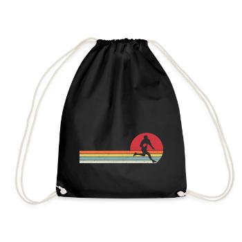 Retro-Rugbyspieler - Turnbeutel - Schwarz - Vorne
