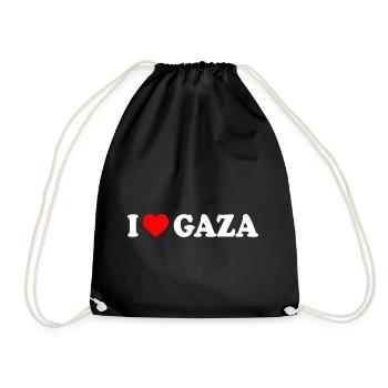 I love gaza - Drawstring Bag - black - Front