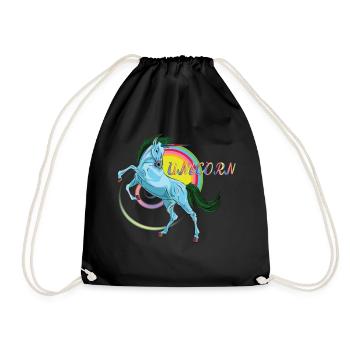 Blaues Einhorn, das legendäre Fabeltier - Turnbeutel - Schwarz - Vorne