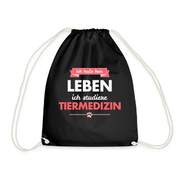 Veterinarian Student No Life Gift Studying College - Drawstring Bag - black - Front