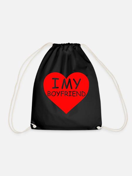 I Love My Boyfriend I Love i love Herz Geschenke - Turnbeutel - Schwarz