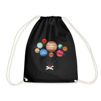 Astronaut in the universe with planets. - Drawstring Bag - black - Front