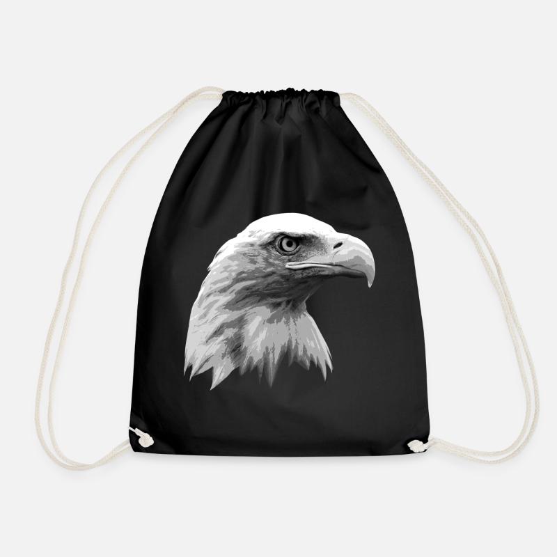 Adlerkopf, schwarz-weiß, Eagle, Adler - Turnbeutel - Schwarz