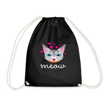 Chat mignon coeur amour chate Meow cadeau - Sac de sport léger - noir - Devant