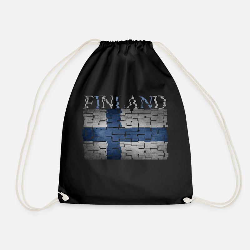 Finnland Flagge - Kunstdesign - Turnbeutel - Schwarz