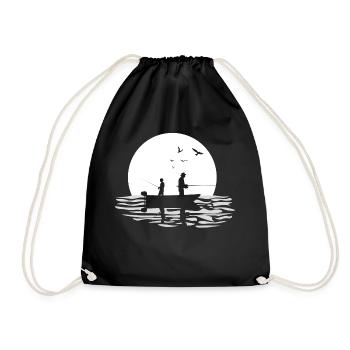 Papa père et fils pêchant ensemble au clair de lune 3 - Sac de sport léger - noir - Devant