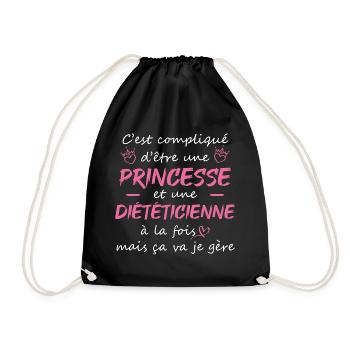 cadeau marrant femme princesse diététicienne - Sac de sport léger - noir - Devant