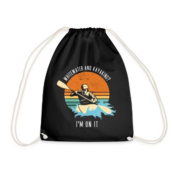 Whitewater And Kayaking I'm On Whitewater Kayaking - Drawstring Bag - black - Front