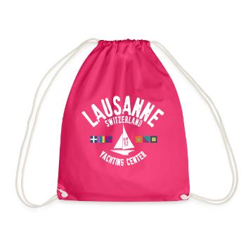 Lausanne Switzerland yacht center - Drawstring Bag - fuchsia - Front