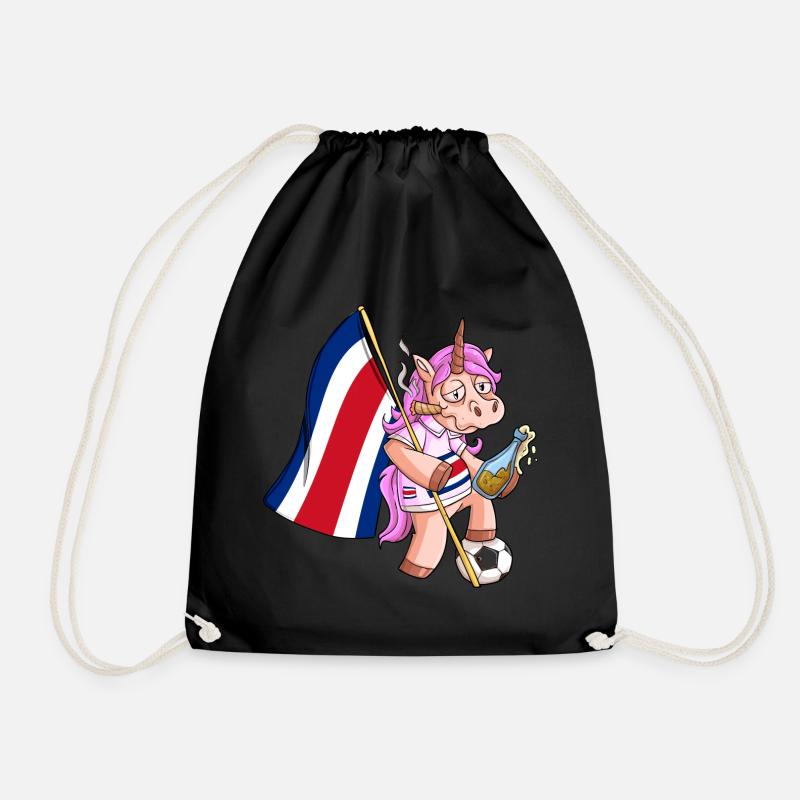 Costa Rica Party Unicorn - Drawstring Bag - black