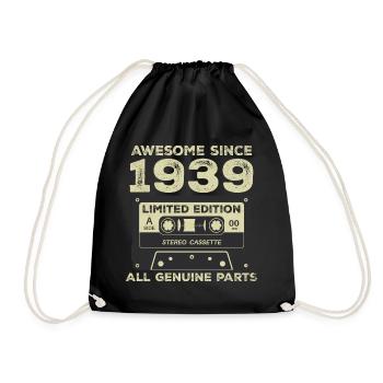1939 Birthday Born In 1939 Vintage Retro - Drawstring Bag - black - Front