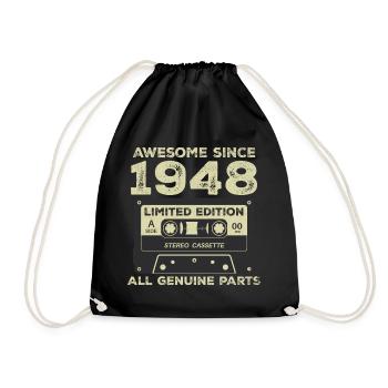 1948 Geburtstag geboren im Jahr 1948 Vintage Retro - Turnbeutel - Schwarz - Vorne