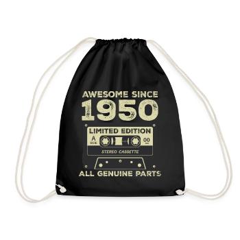 1950's Birthday Born In 1950's Vintage Retro - Drawstring Bag - black - Front