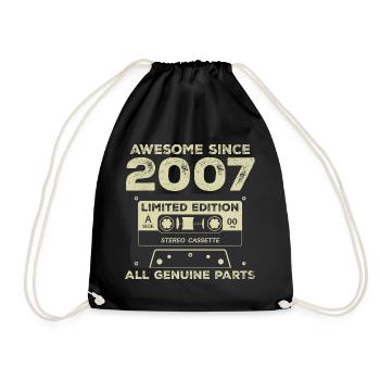 2007 Birthday Born In 2007 Vintage Retro - Drawstring Bag - black - Front