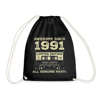 1991 Geburtstag geboren im Jahr 1991 Vintage Retro - Turnbeutel - Schwarz - Vorne