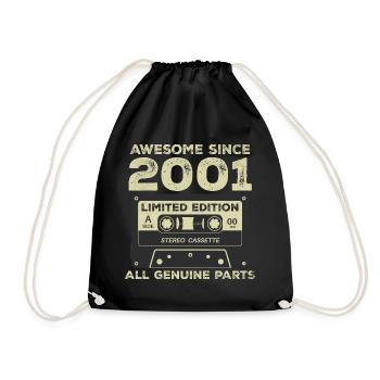 2001 Birthday Born in 2001 Vintage Retro - Drawstring Bag - black - Front