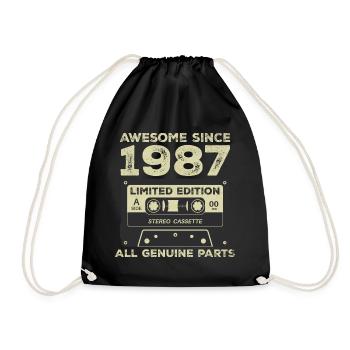 1987 Geburtstag geboren im Jahr 1987 Vintage Retro - Turnbeutel - Schwarz - Vorne