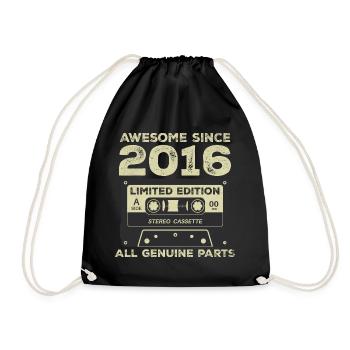 2016 Birthday Born in 2016 Vintage Retro - Drawstring Bag - black - Front