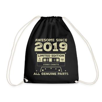 2019 Anniversaire Né en 2019 Vintage Retro - Sac de sport léger - noir - Devant