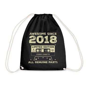 2018 Birthday Born in 2018 Vintage Retro - Drawstring Bag - black - Front