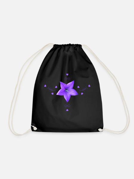 Glockenblume lila Blume - Turnbeutel - Schwarz