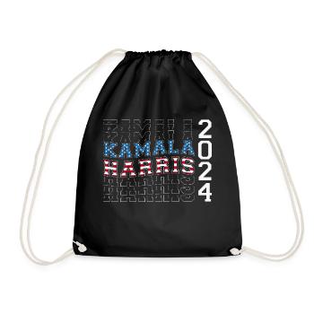 USA Flag Colors to Kamala Harris 2024 For - Drawstring Bag - black - Front