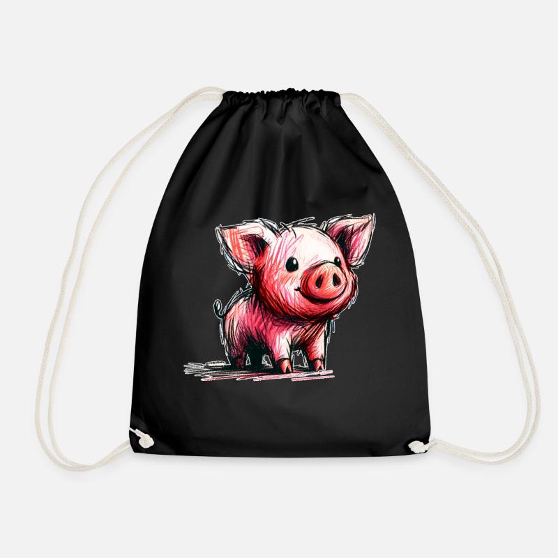 Piglet - Drawstring Bag - black