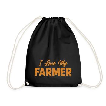 I Love My Farmer Funny Farming - Drawstring Bag - black - Front