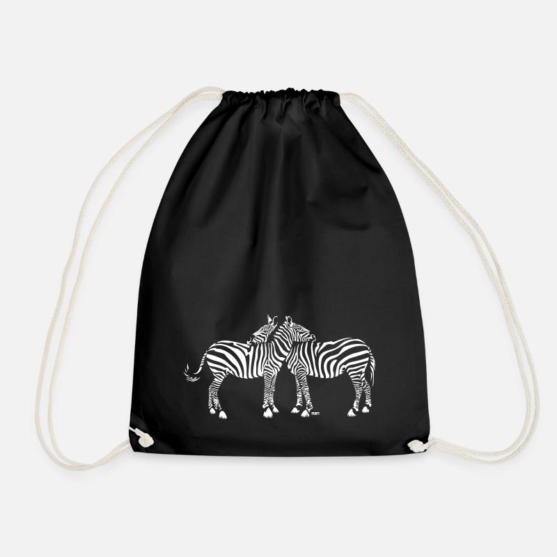 Zebra Love Couple - Drawstring Bag - black