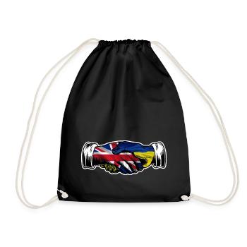 I Stand With Ukraine UK British Flag - Drawstring Bag - black - Front