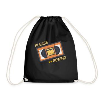 Funny VHS VCR Vintage 90s 80s Shirt Gift - Drawstring Bag - black - Front