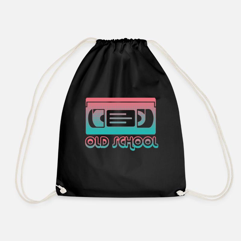 Funny VHS VCR Vintage 90s 80s - Drawstring Bag - black