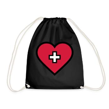 Herz mit Kreuz - Turnbeutel - Schwarz - Vorne