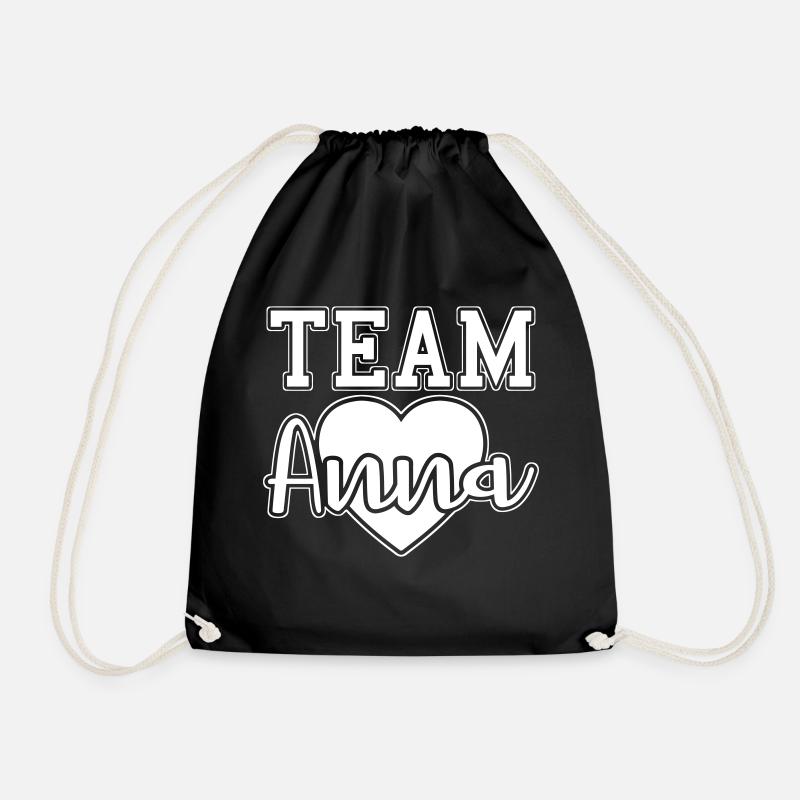 Team Anna first name - Drawstring Bag - black