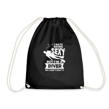 XASTY diving freediving apnea diver sea ocean - Drawstring Bag - black - Front