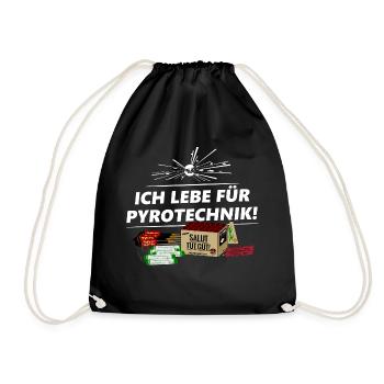 Feuerwerk Lebe fuer Pyro Silvester - Turnbeutel - Schwarz - Vorne