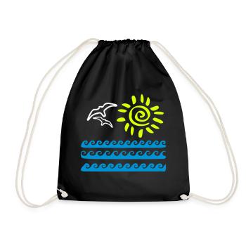 Sommerurlaub Strand - Turnbeutel - Schwarz - Vorne