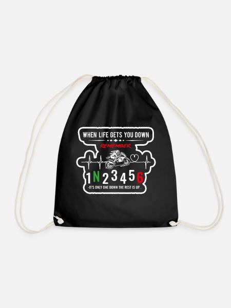 When life gets you down - Motorcycle / Motorrad - Turnbeutel - Schwarz