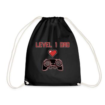 Level 1 Gaming Dad Geschenk - Turnbeutel - Schwarz - Vorne